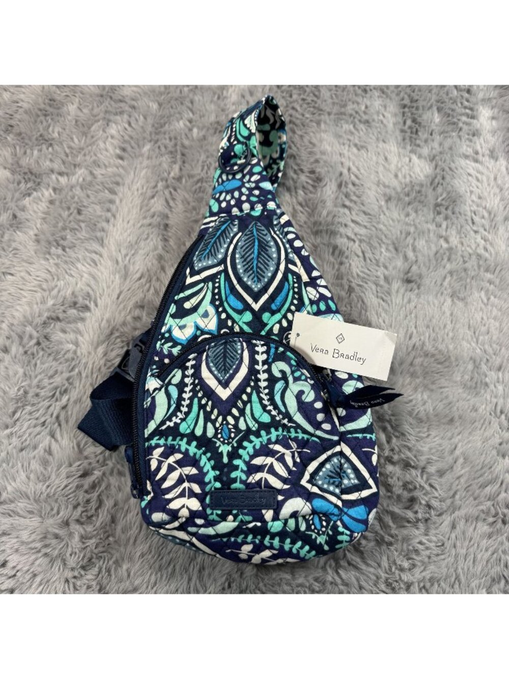 Vera Bradley Mini Sling Backpack In Havana Rose Blue Teal Floral Pattern NEW